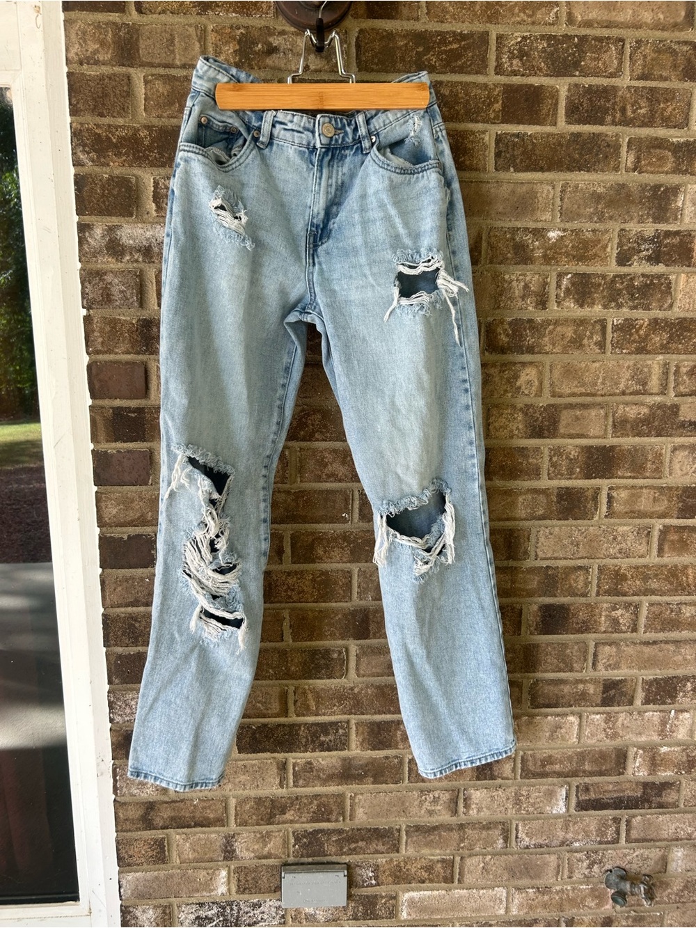 Refuge Denim High Rise Wide Leg Distressed Jeans